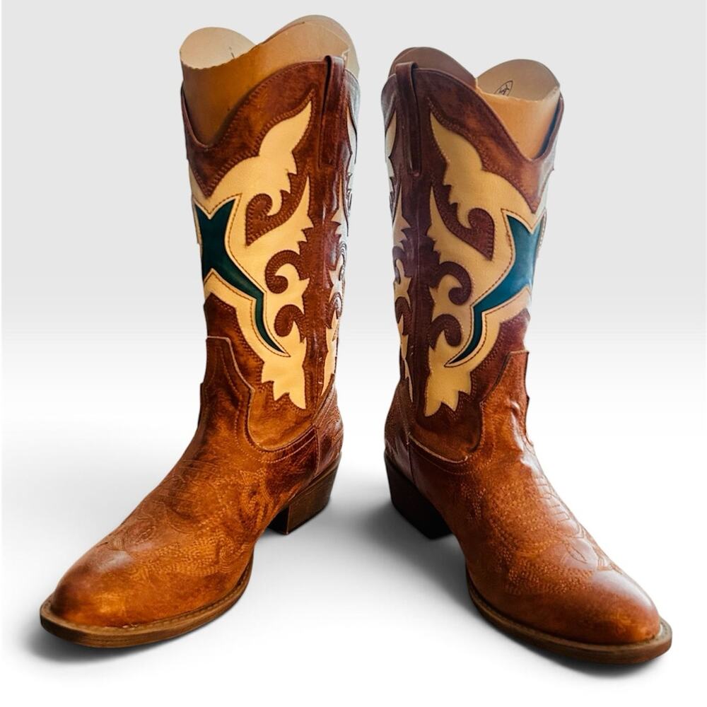 Matisse Stampede 2 Western Cowboy Boots Brown Turquoise Women’s 8.5 - Picture 5 of 16